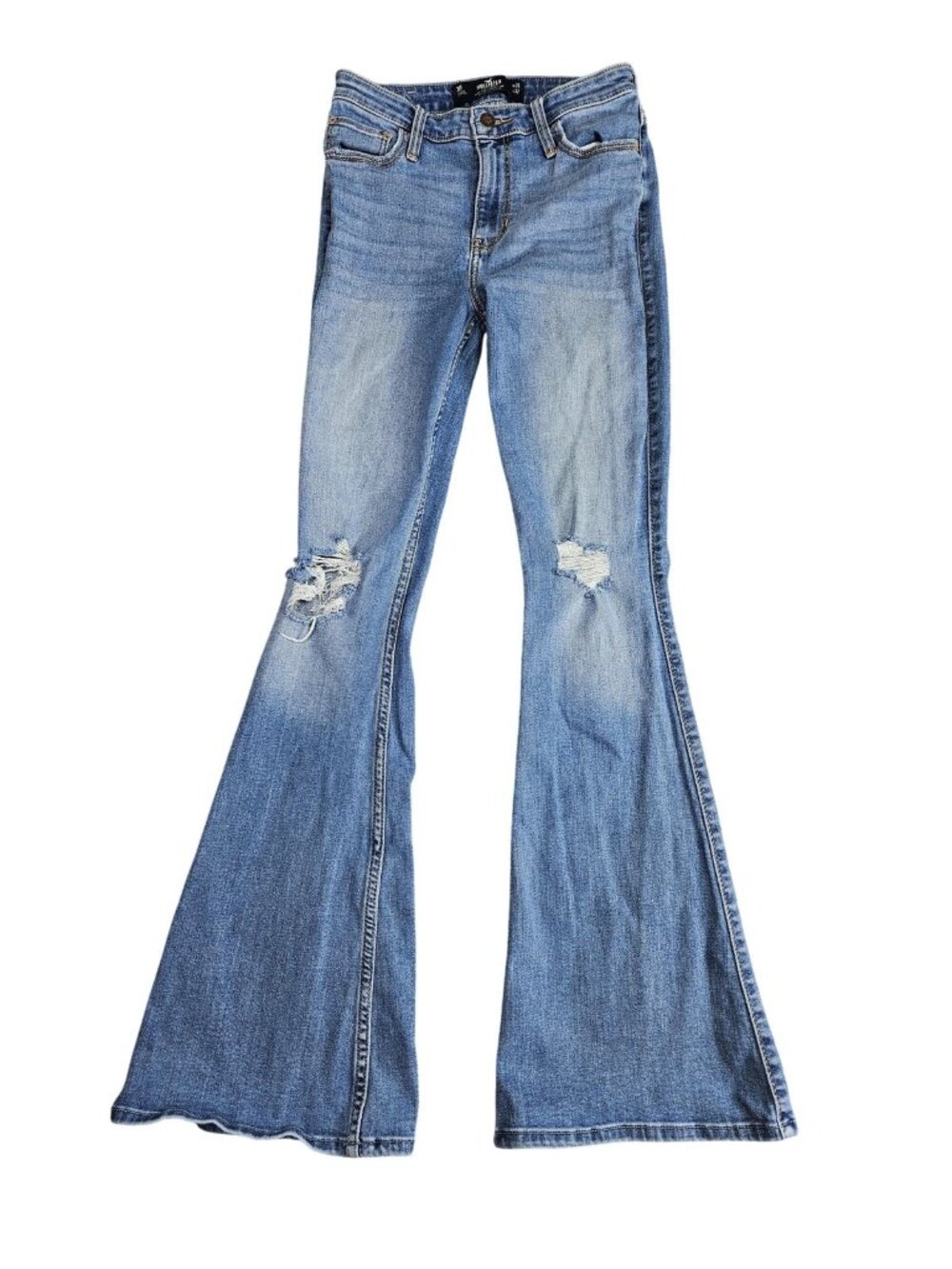 Hollister High Rise Vintage Flare Jeans Juniors 3R Blue Distressed Stretch Denim